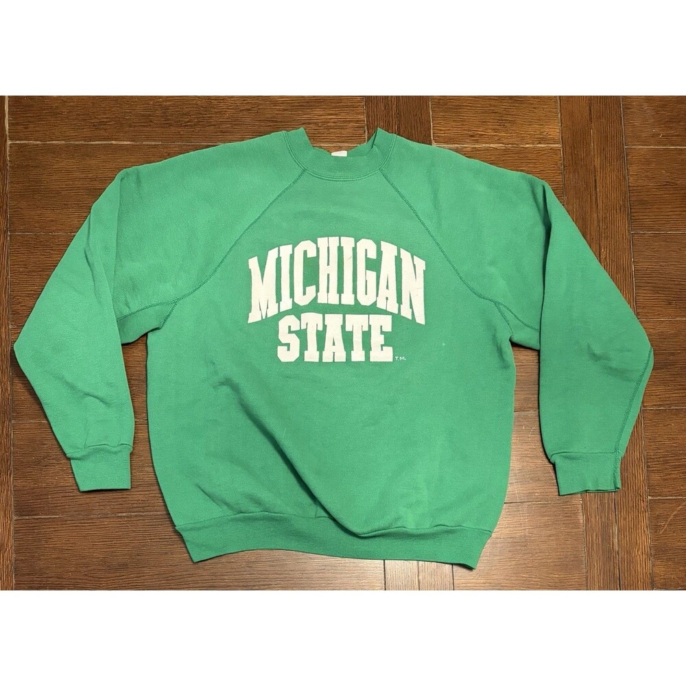 Men’s M Michigan State Spartans Vintage 90s Green Sweatshirt Discus Athletic